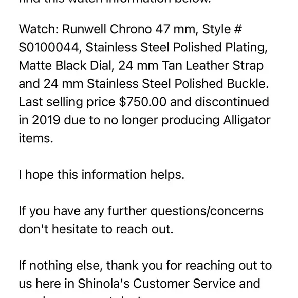 Shinola Runwell Chrono 47mm Black Tan Alligator Leather Watch AUTHENTIC
